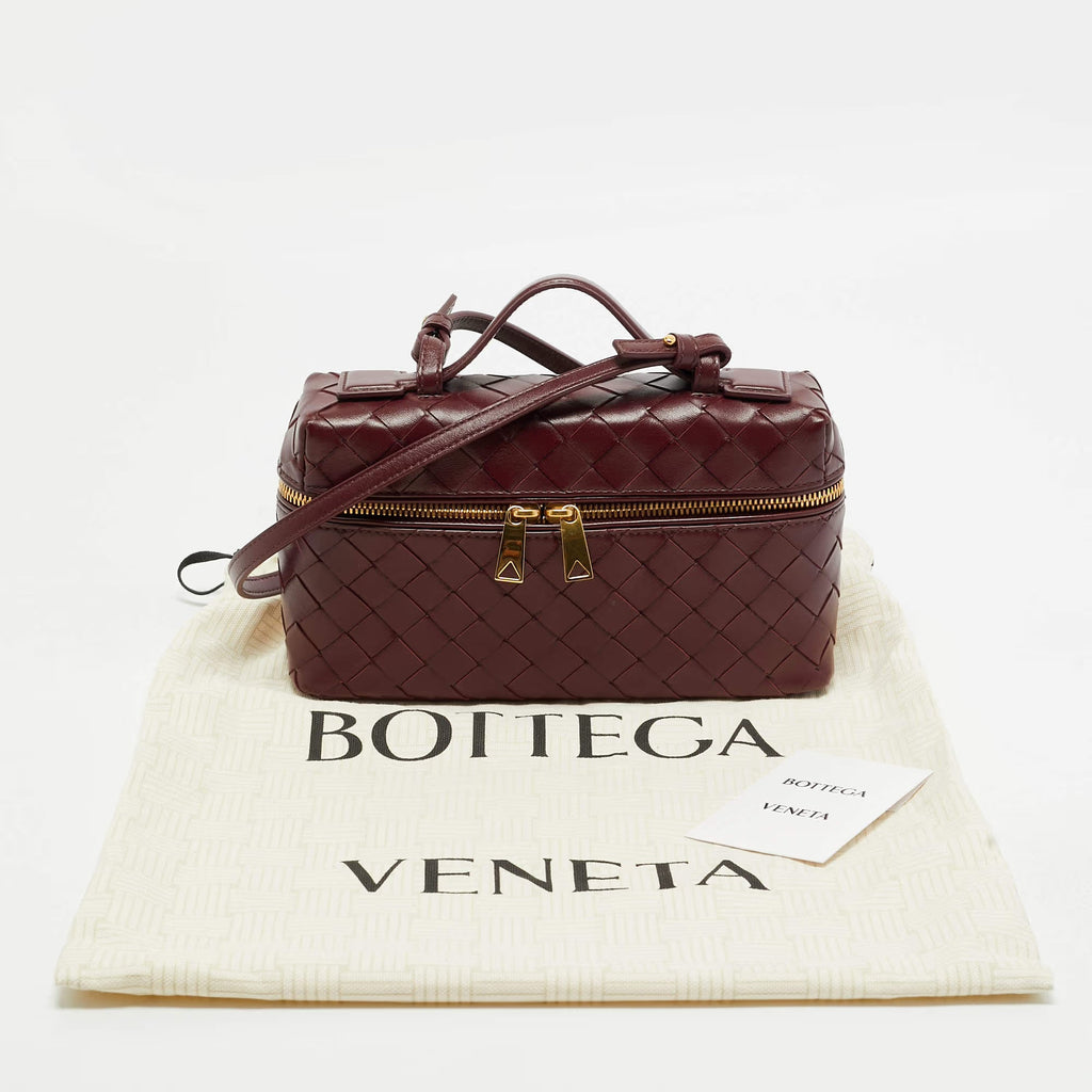 Bottega Veneta Bang Bang Dark Red Intrecciato Leather Vanity Case
