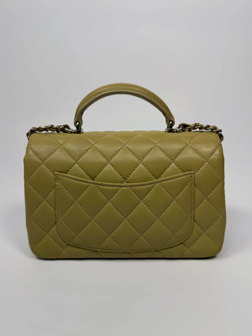 CHANEL MINI RECTANGLE FLAP BAG IN PISTACHIO GREEN LAMBSKIN WITH GHW