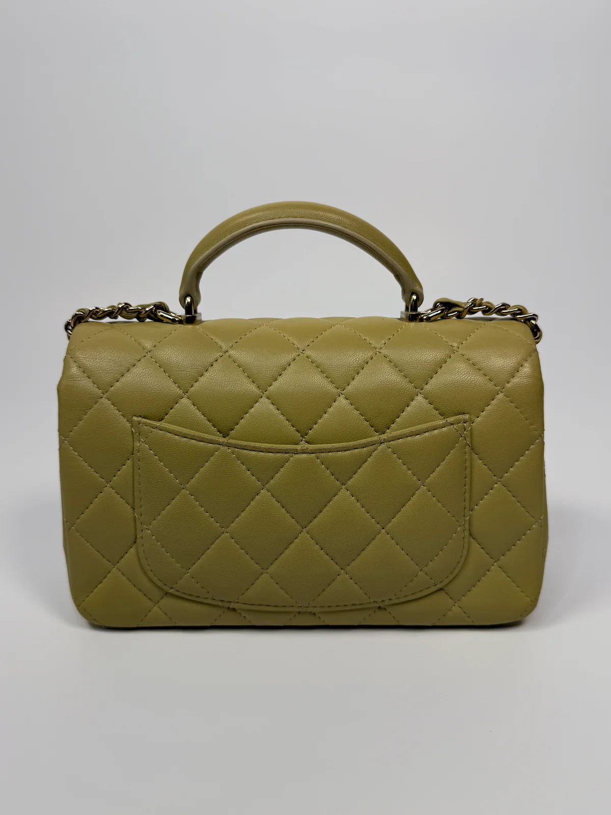 CHANEL MINI RECTANGLE FLAP BAG IN PISTACHIO GREEN LAMBSKIN WITH GHW
