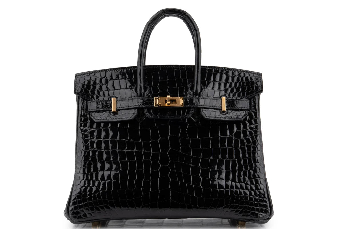 Hermès Birkin 25 Crocodile Porosus Noir GHW