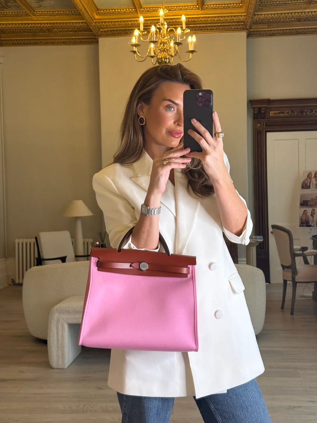 HERMÈS HERBAG 31 ZIP IN BUBBLEGUM & CUIVRE BAG