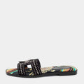 Hermes Black Suede Studded Oran Sandals Size 37.5