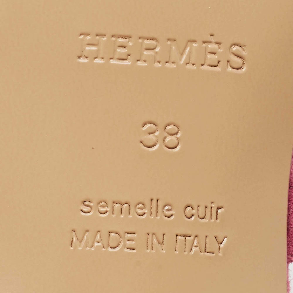 Hermes Cute Size 38 Pink Suede Slide Sandals