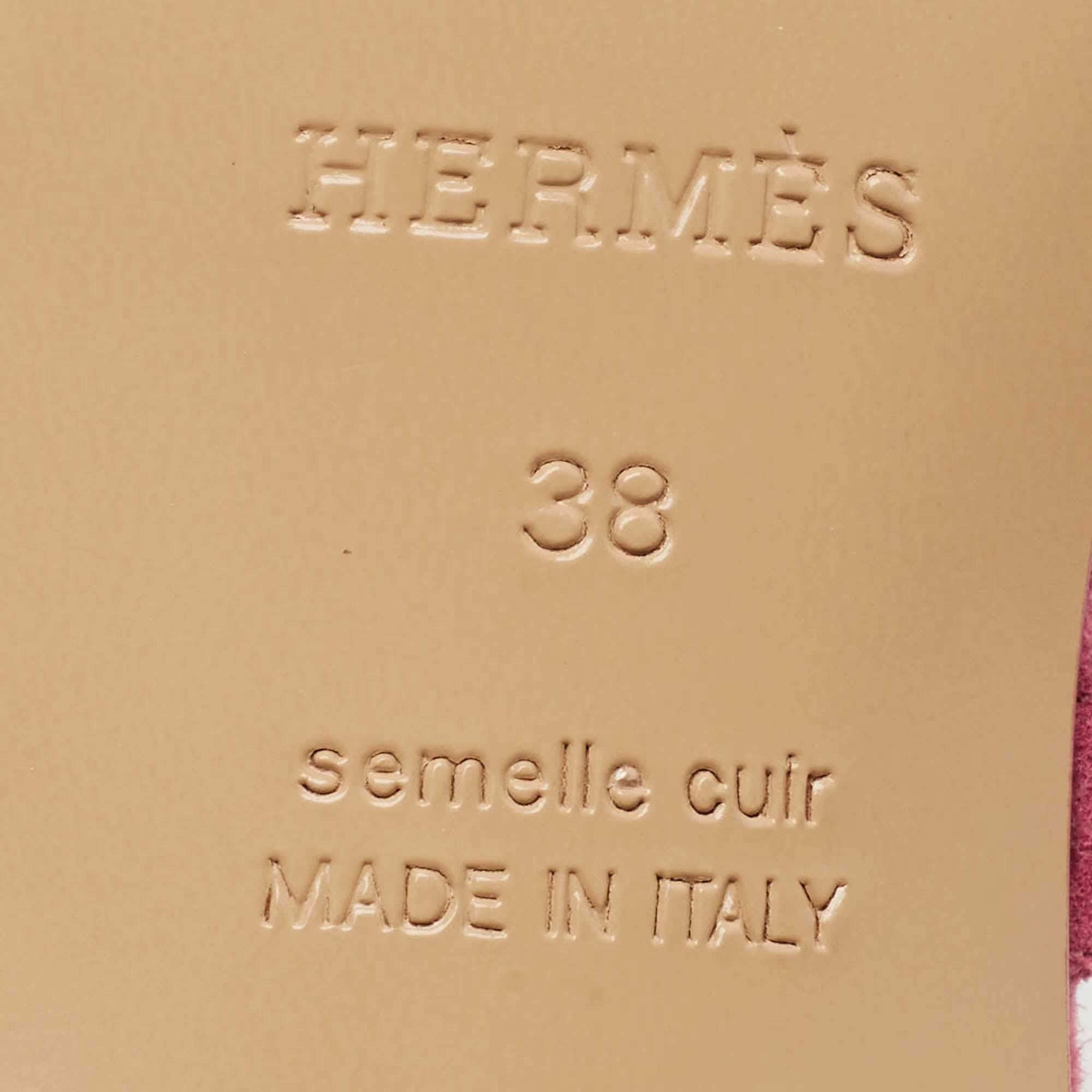 Hermes Cute Size 38 Pink Suede Slide Sandals