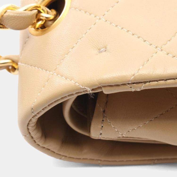 Chanel Classic Medium Beige Lambskin Leather Shoulder Bag