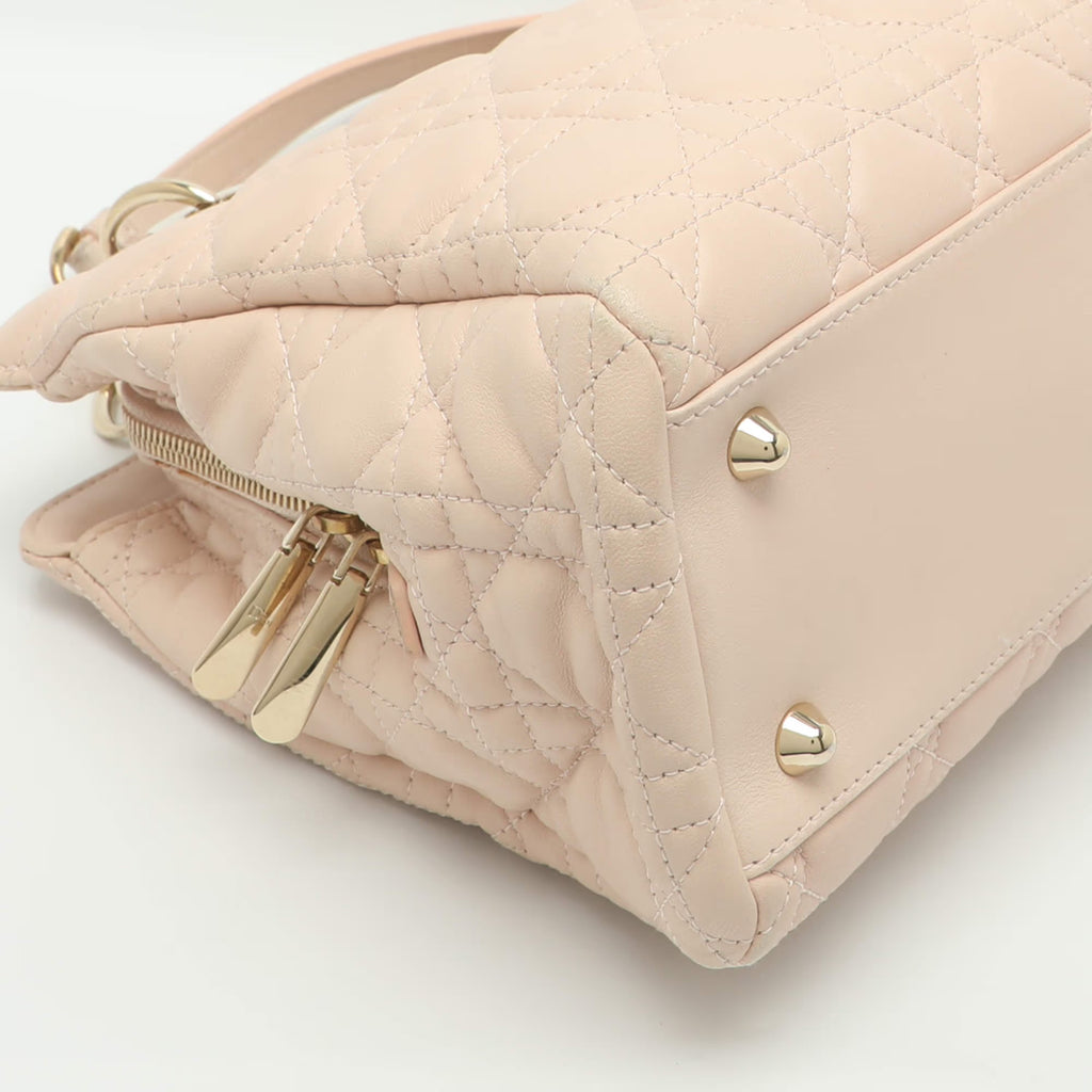 Dior Soft Beige Cannage Quilted Leather Tote