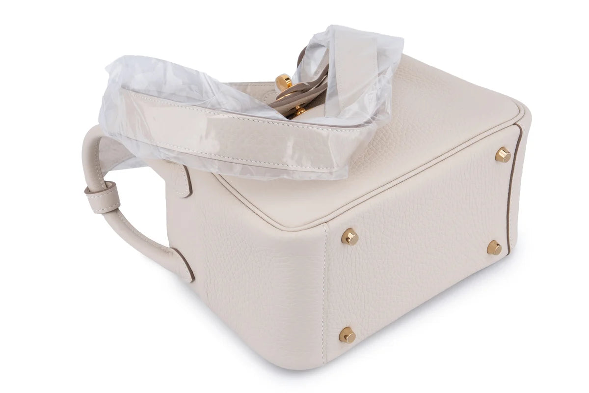 Hermès Mini Lindy Clemence Craie GHW