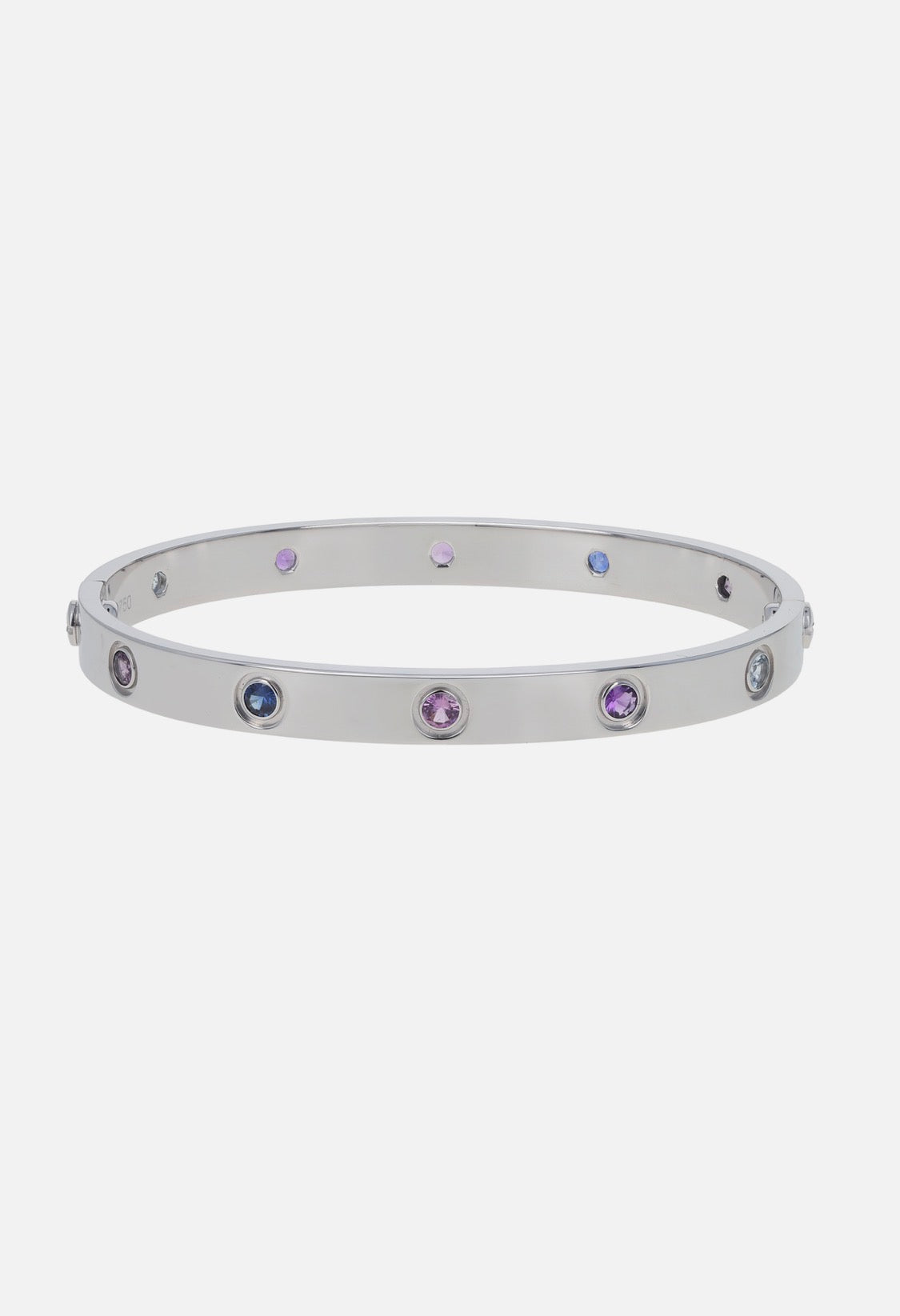 Cartier Love 18k White Gold Multi-Gemstone Size 17 Bangle Bracelet