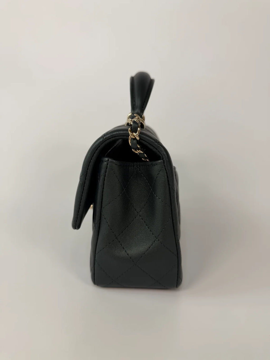 CHANEL MINI RECTANGLE TOP HANDLE IN METALLIC GREEN LAMBSKIN LEATHER GOLD HARDWARE