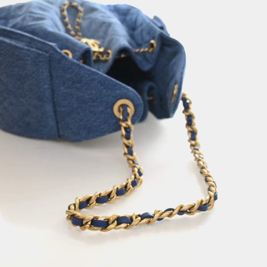 Chanel Small 25 Blue Washed Denim Hobo Bag