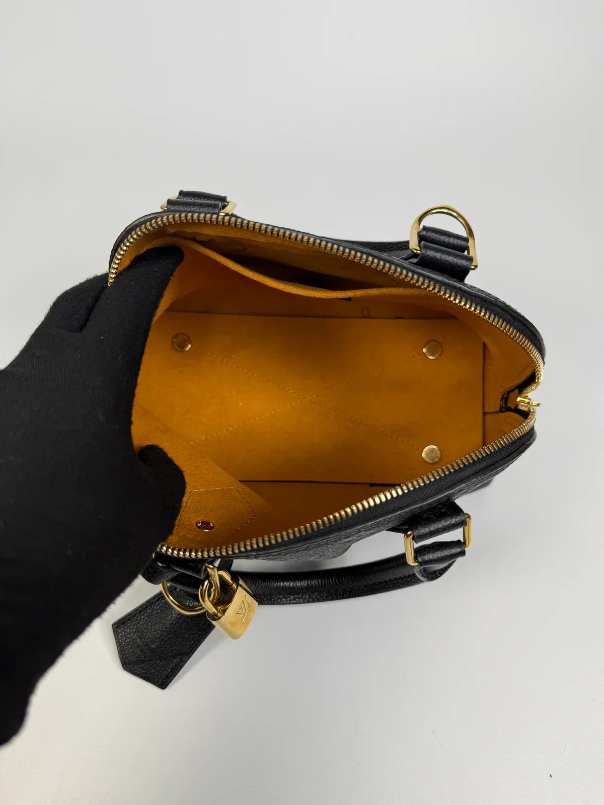LOUIS VUITTON ALMA BB IN EMPREINTE BLACK MONOGRAM WITH GOLD HARDWARE