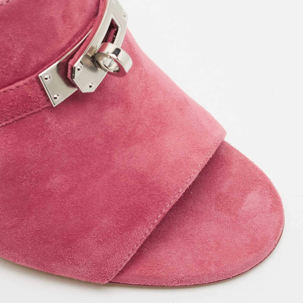 Hermes Cute Size 38 Pink Suede Slide Sandals