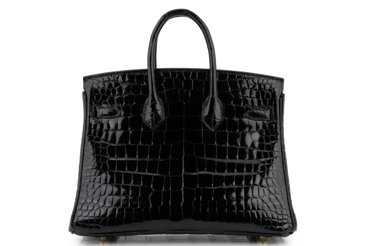Hermès Birkin 25 Crocodile Porosus Noir GHW
