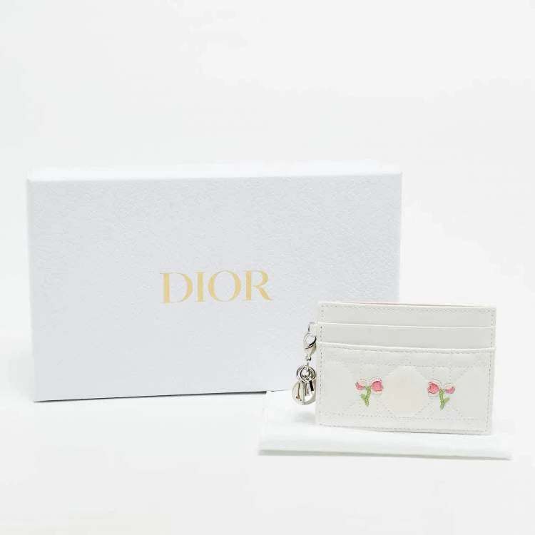 Dior Lady Dior Freesia White Cannage Leather Card Holder