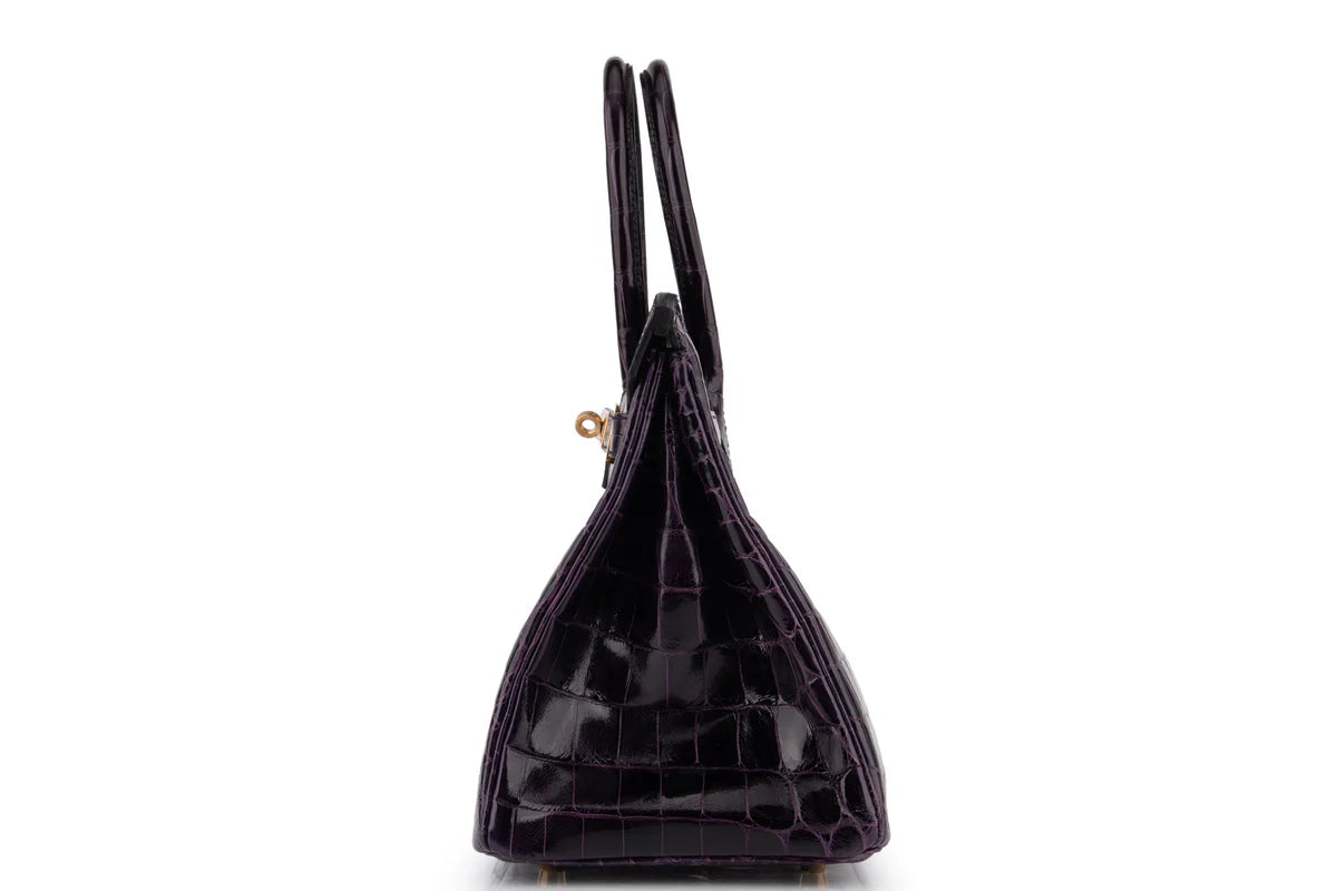 Hermès Birkin 30 Croc Niloticus Lisse Aubergine GHW