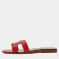Hermes Red Leather Oran Slide Sandals Size 36.5