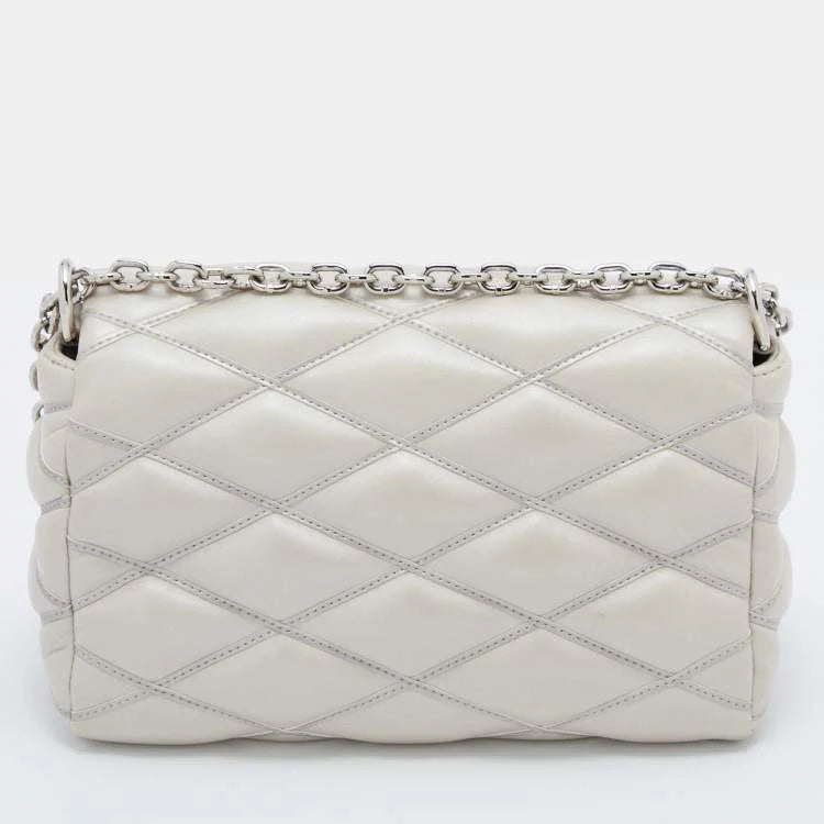 Louis Vuitton Silver Quilted Lambskin Leather GO-14 Malletage PM Bag