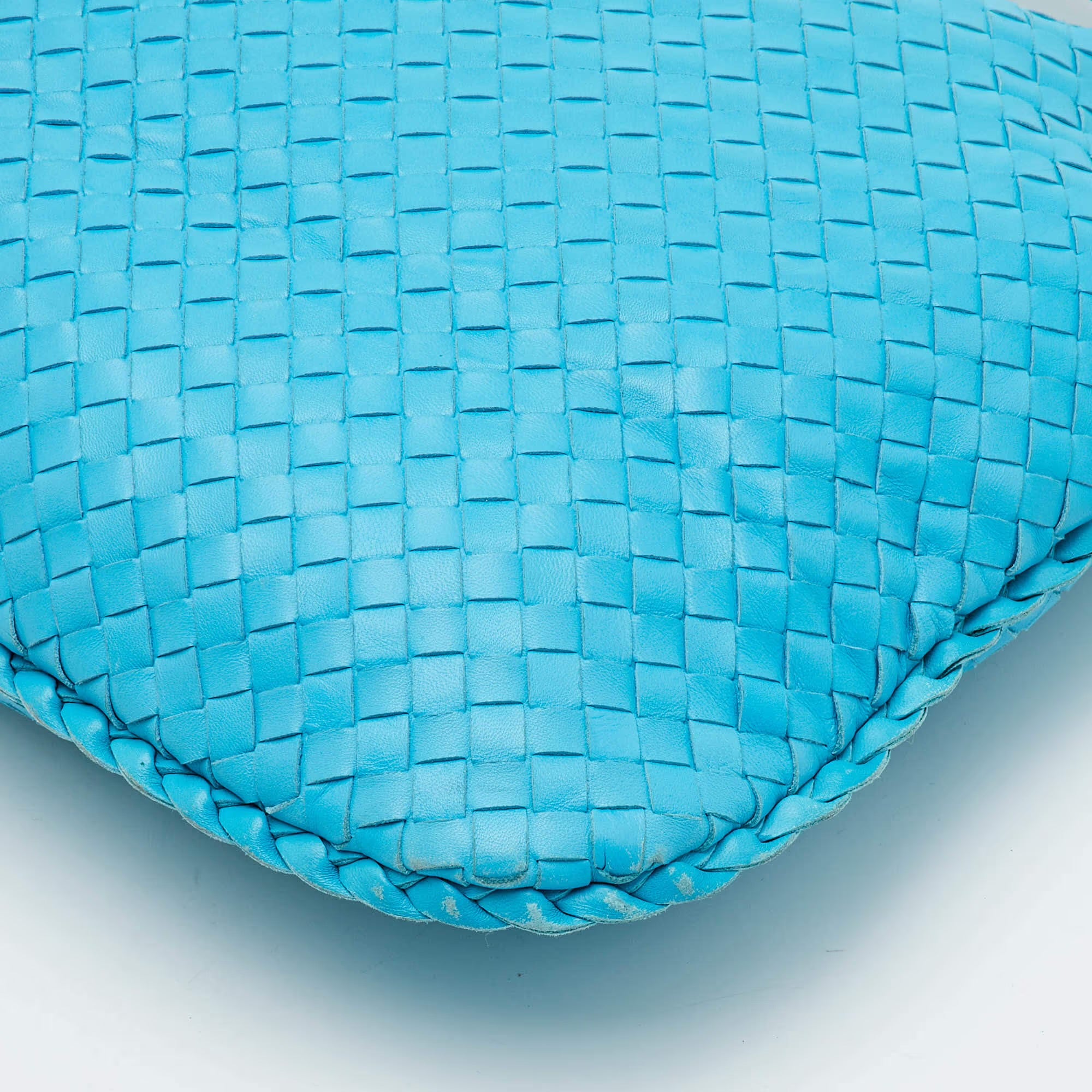 Bottega Veneta Veneta Light Blue Intrecciato Leather Hobo