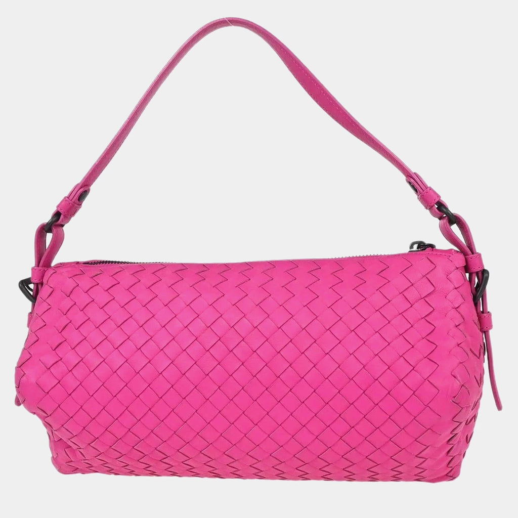 Bottega Veneta Intrecciato Barrel Pink Lambskin Leather Handbag