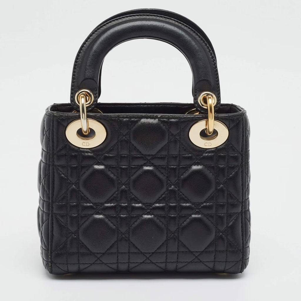 Dior Lady Dior Mini Black Cannage Leather Tote