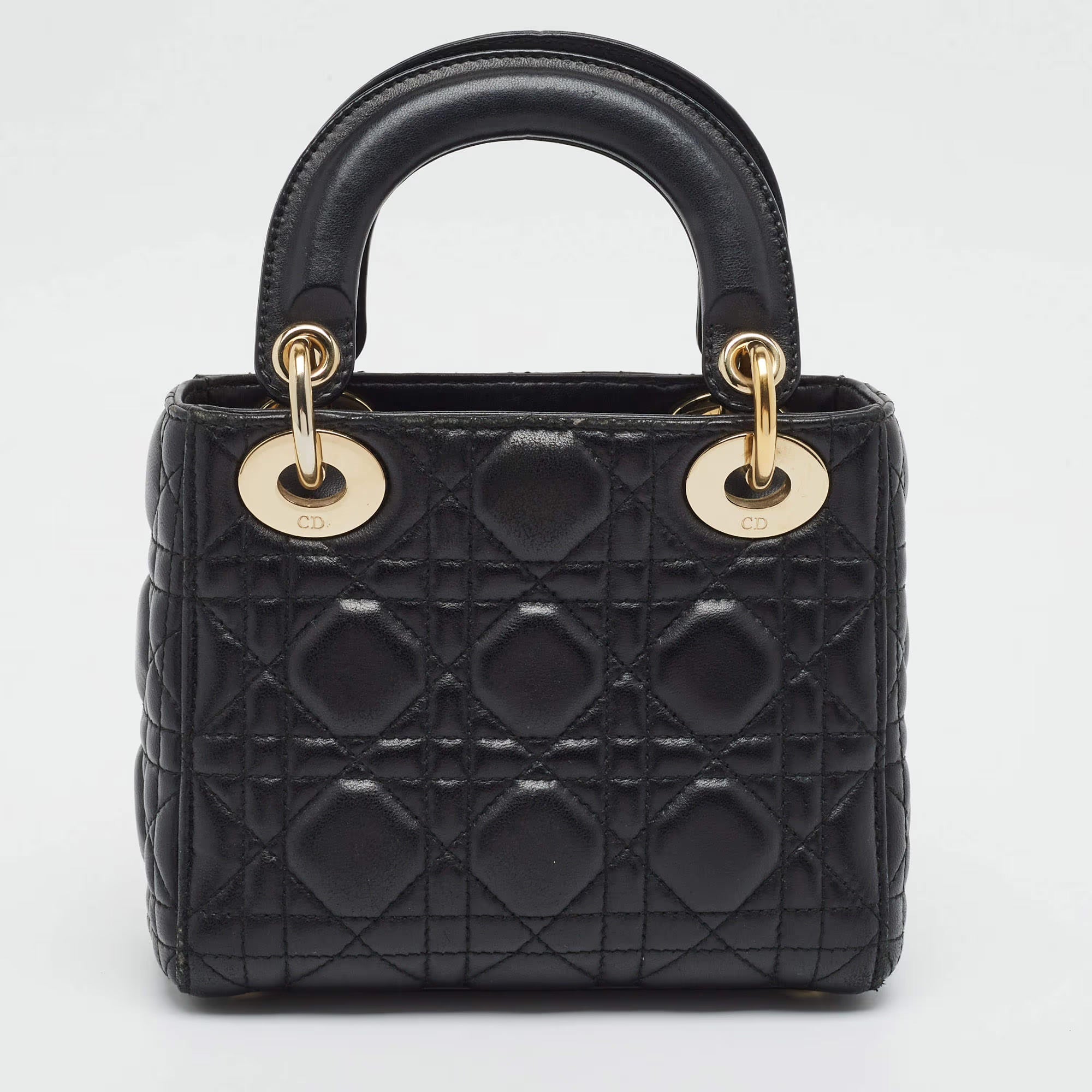 Dior Lady Dior Mini Black Cannage Leather Tote