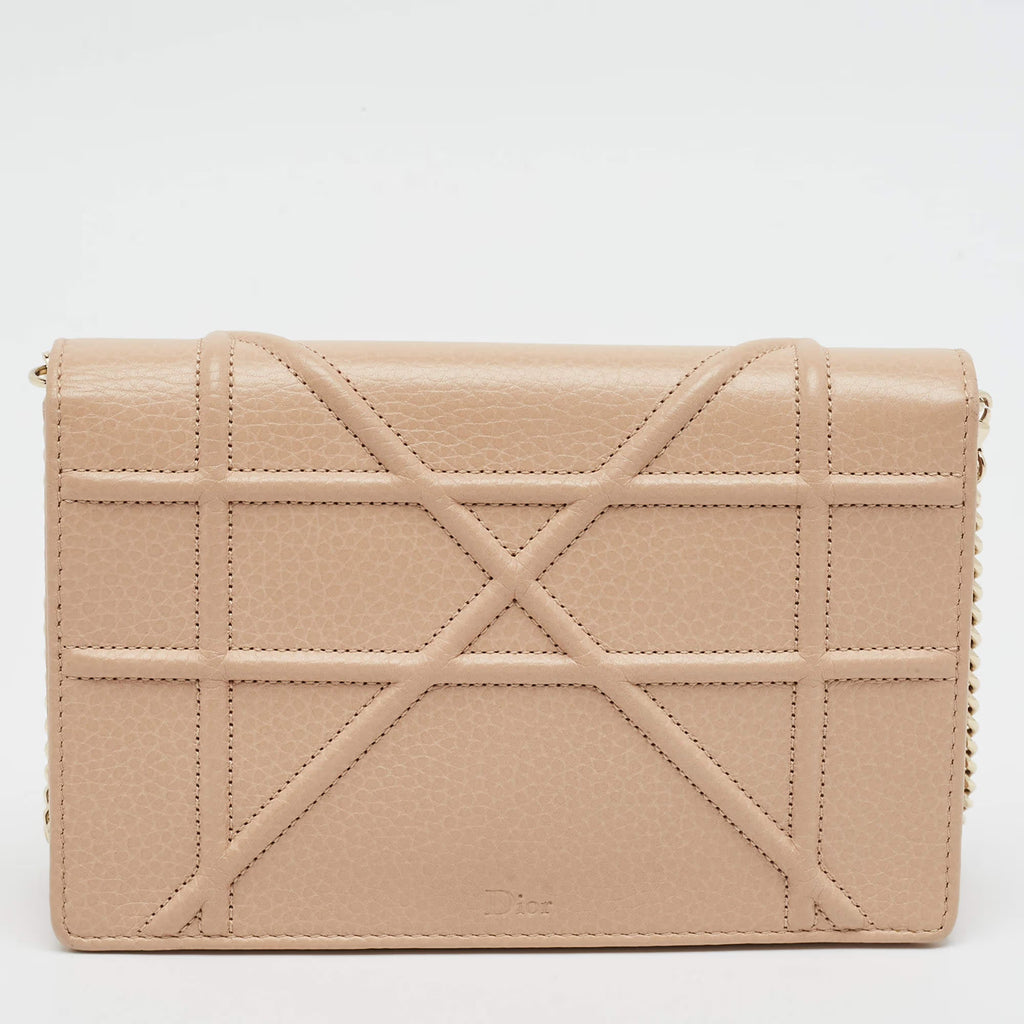 Dior Diorama Beige Cannage Leather Wallet on Chain