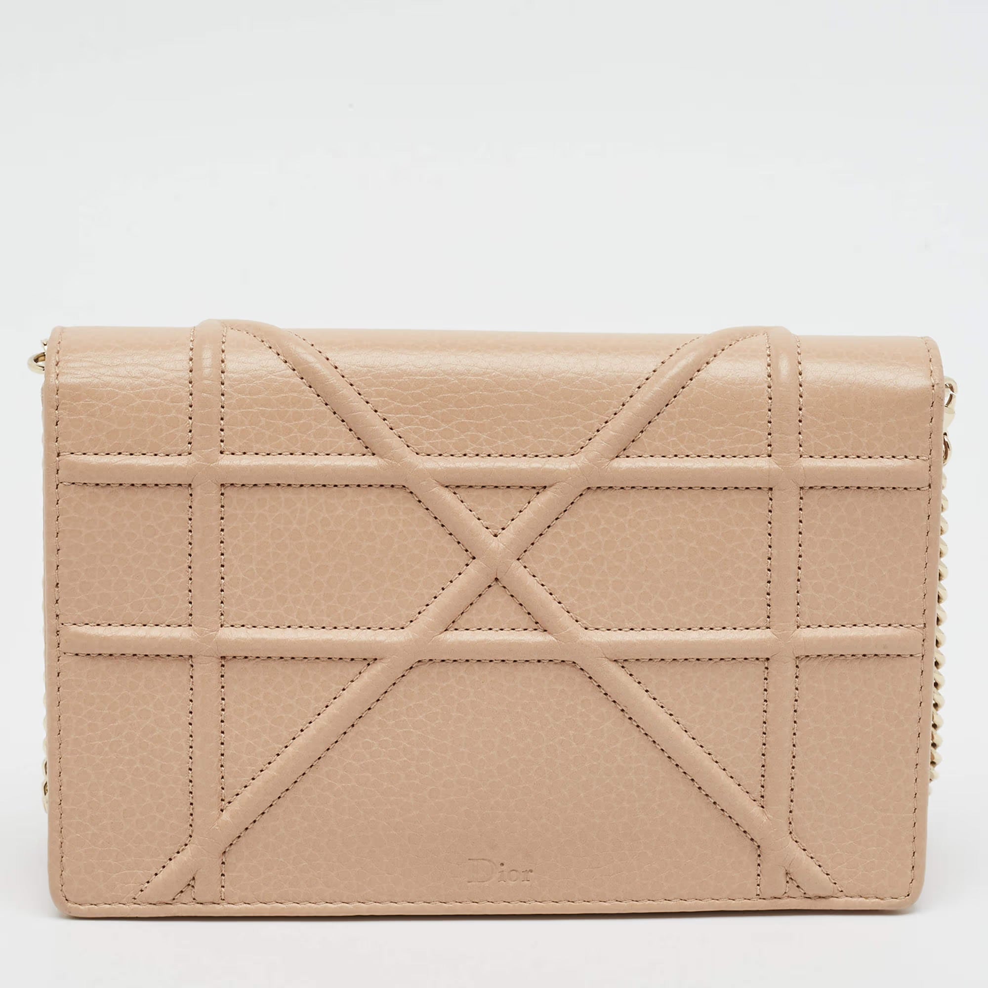 Dior Diorama Beige Cannage Leather Wallet on Chain
