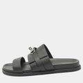 Hermès Black Leather Jackson Sandals Size 39