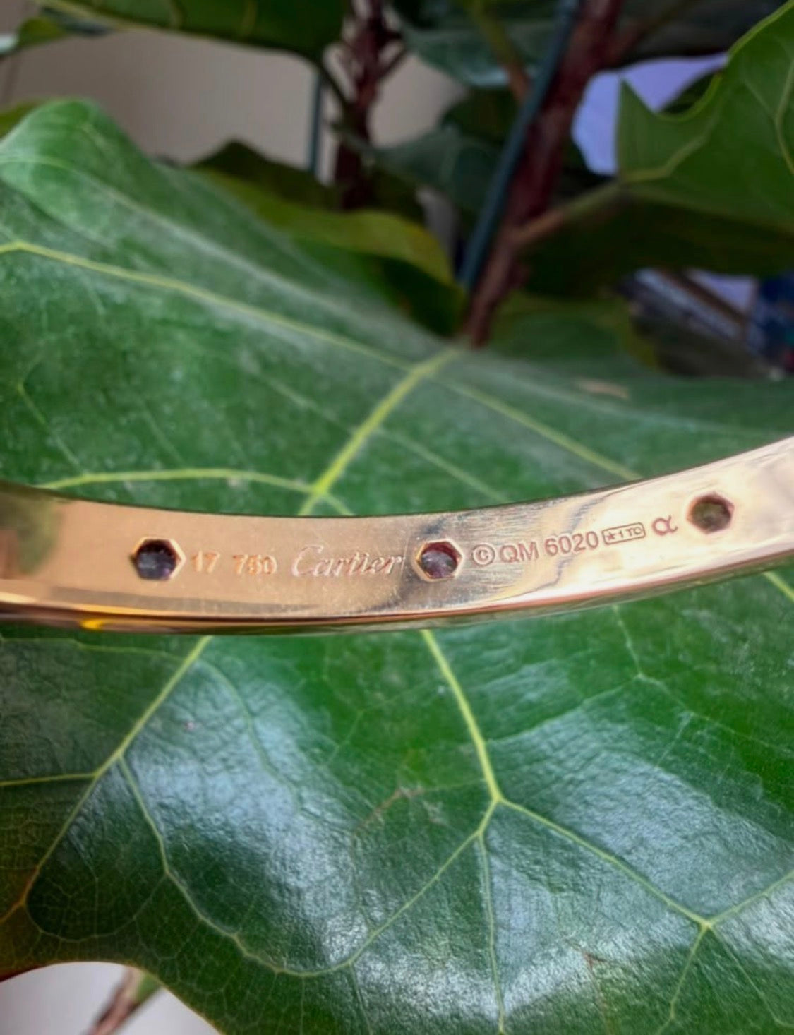 Cartier Love 18k Yellow Gold Multi Gemstone Bangle Bracelet Size 17