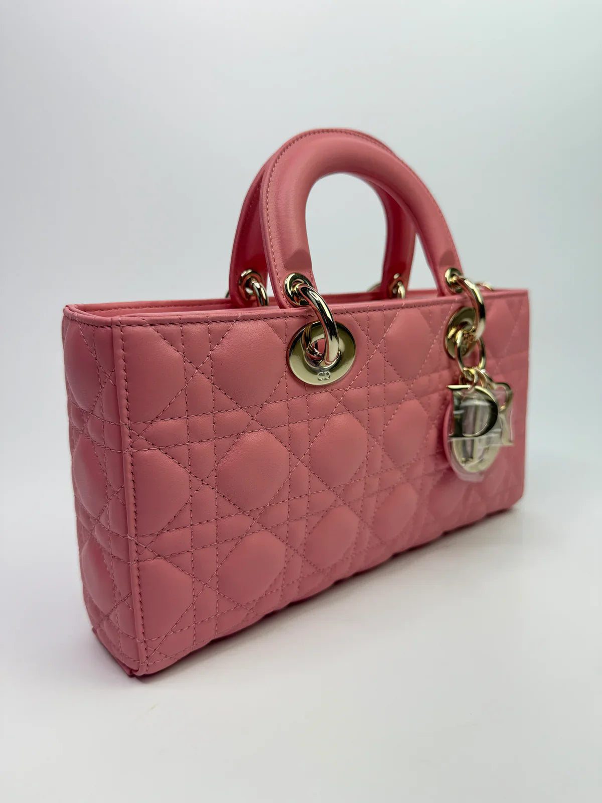 CHRISTIAN DIOR MEDIUM D-JOY IN PINK WITH PALE GOLD HARDWARE