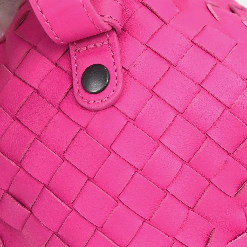 Bottega Veneta Intrecciato Barrel Pink Lambskin Leather Handbag