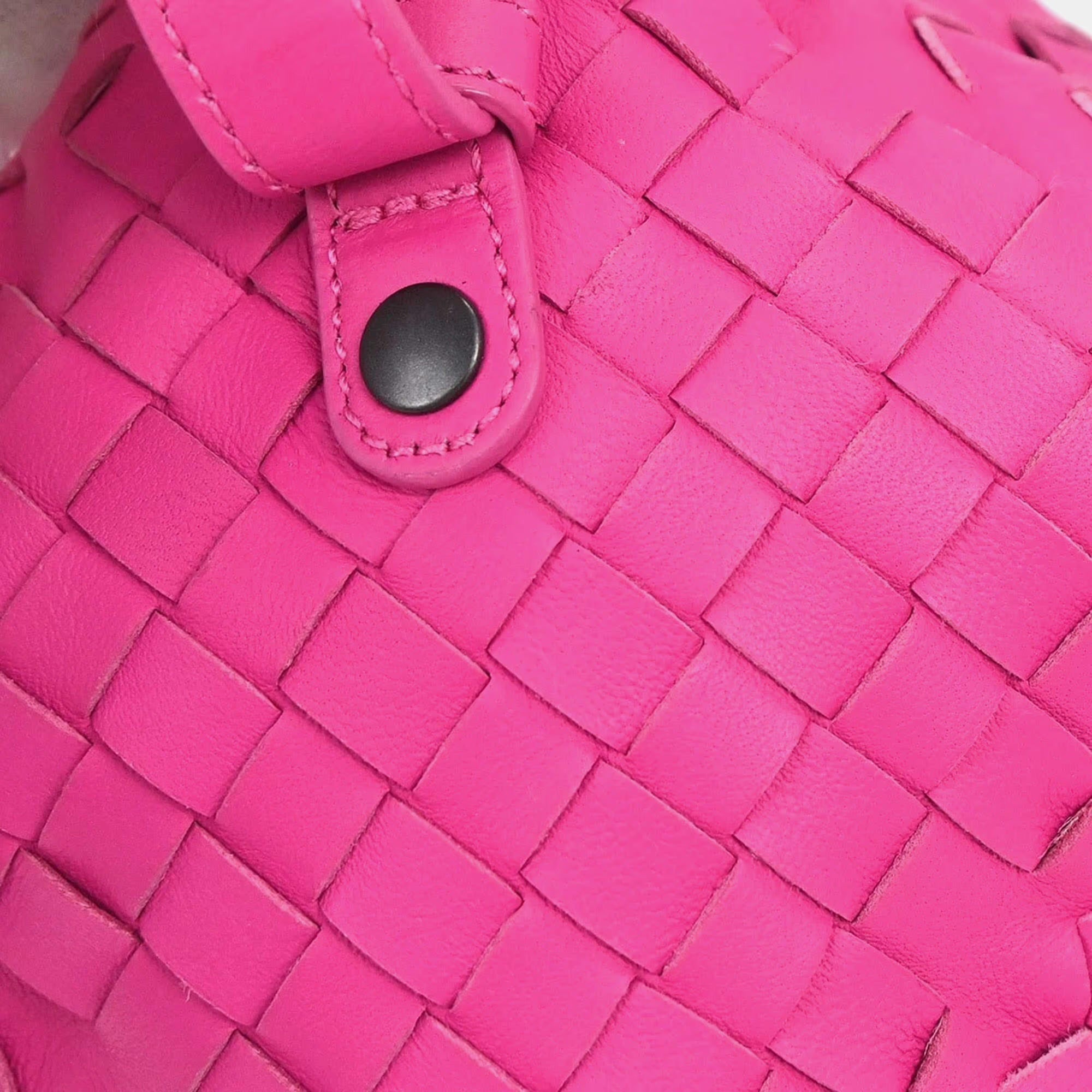 Bottega Veneta Intrecciato Barrel Pink Lambskin Leather Handbag