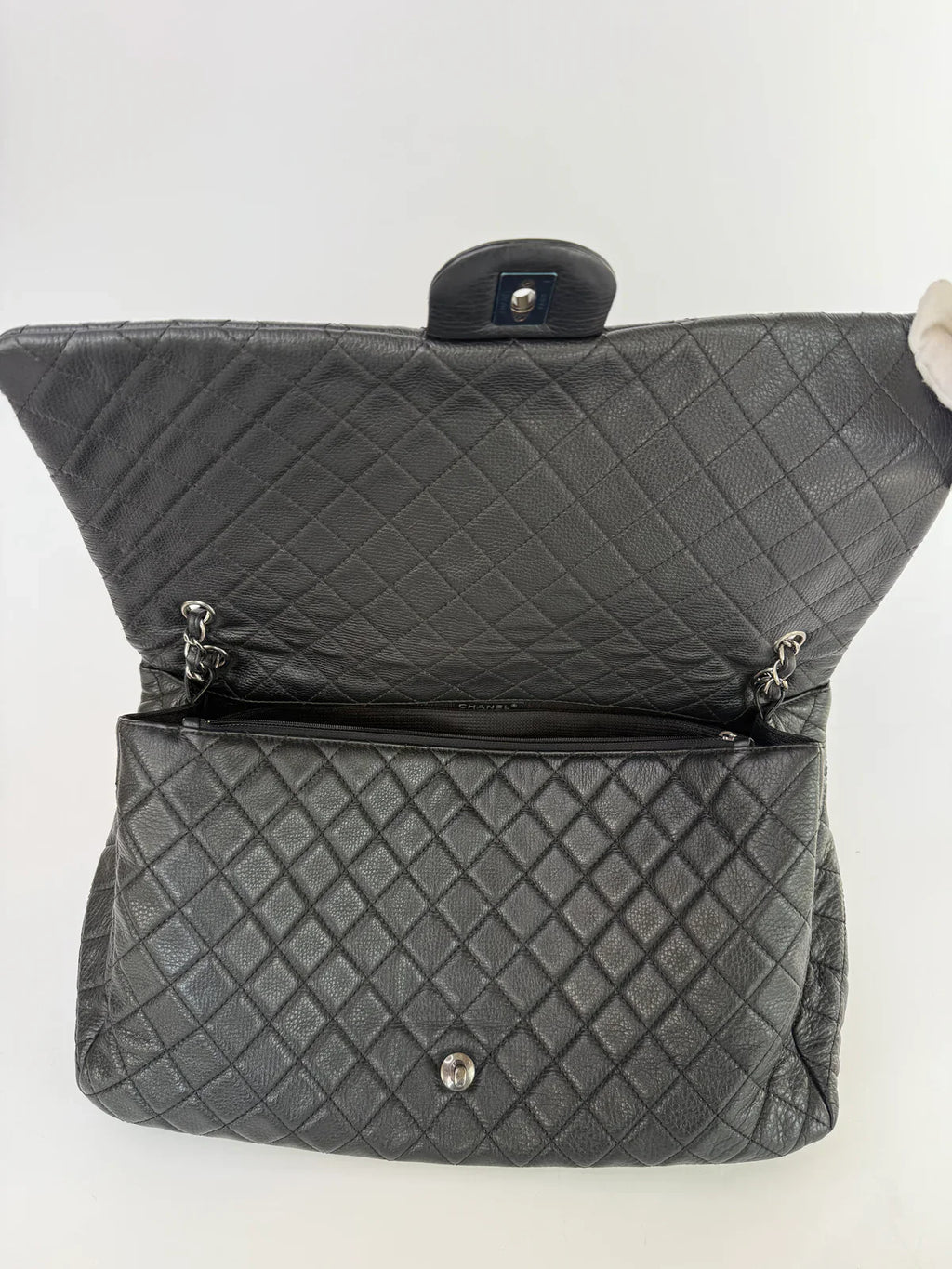 CHANEL AIRLINE XXL CLASSIC FLAP IN BLACK CALFSKIN WITH RHW