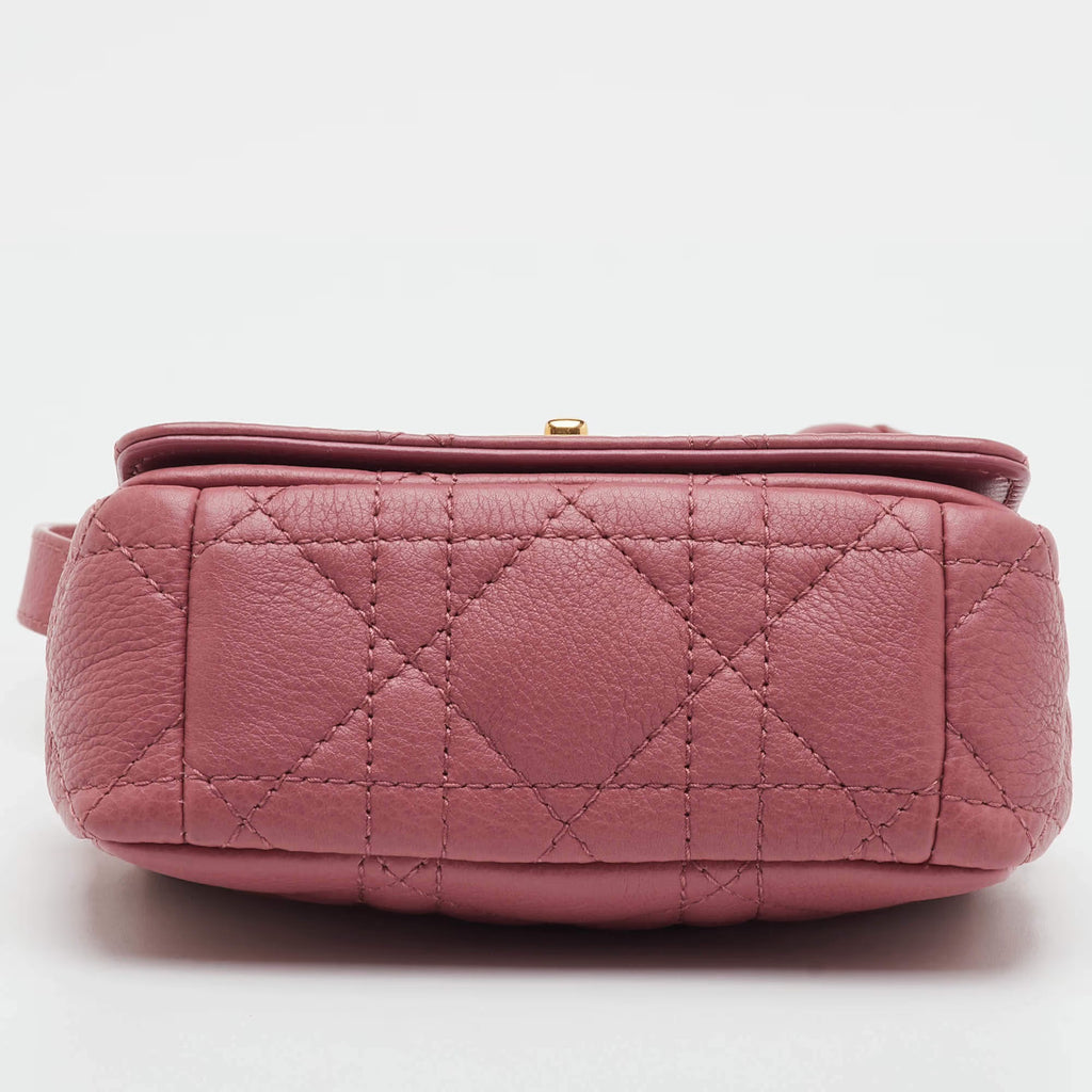 Dior Caro Micro Pink Cannage Leather Crossbody Bag