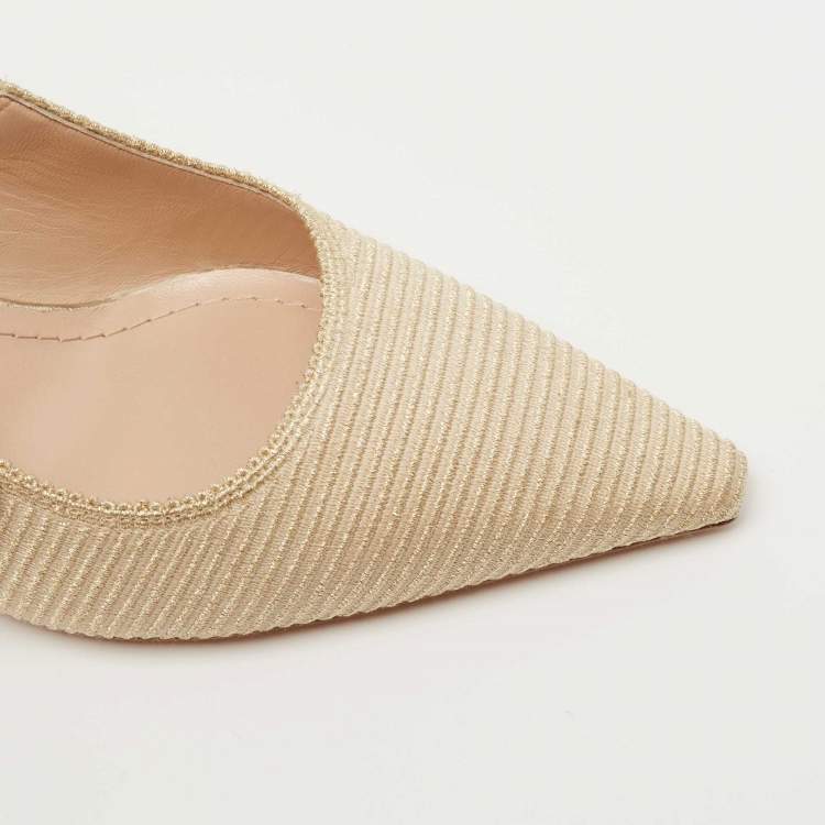 Dior Gold/White Canvas Slingback J'adior Pumps Size 39