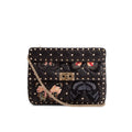 Valentino 2020 Black Nappa Leather Medium Rockstud Butterfly Embroidered Spike Shoulder Bag