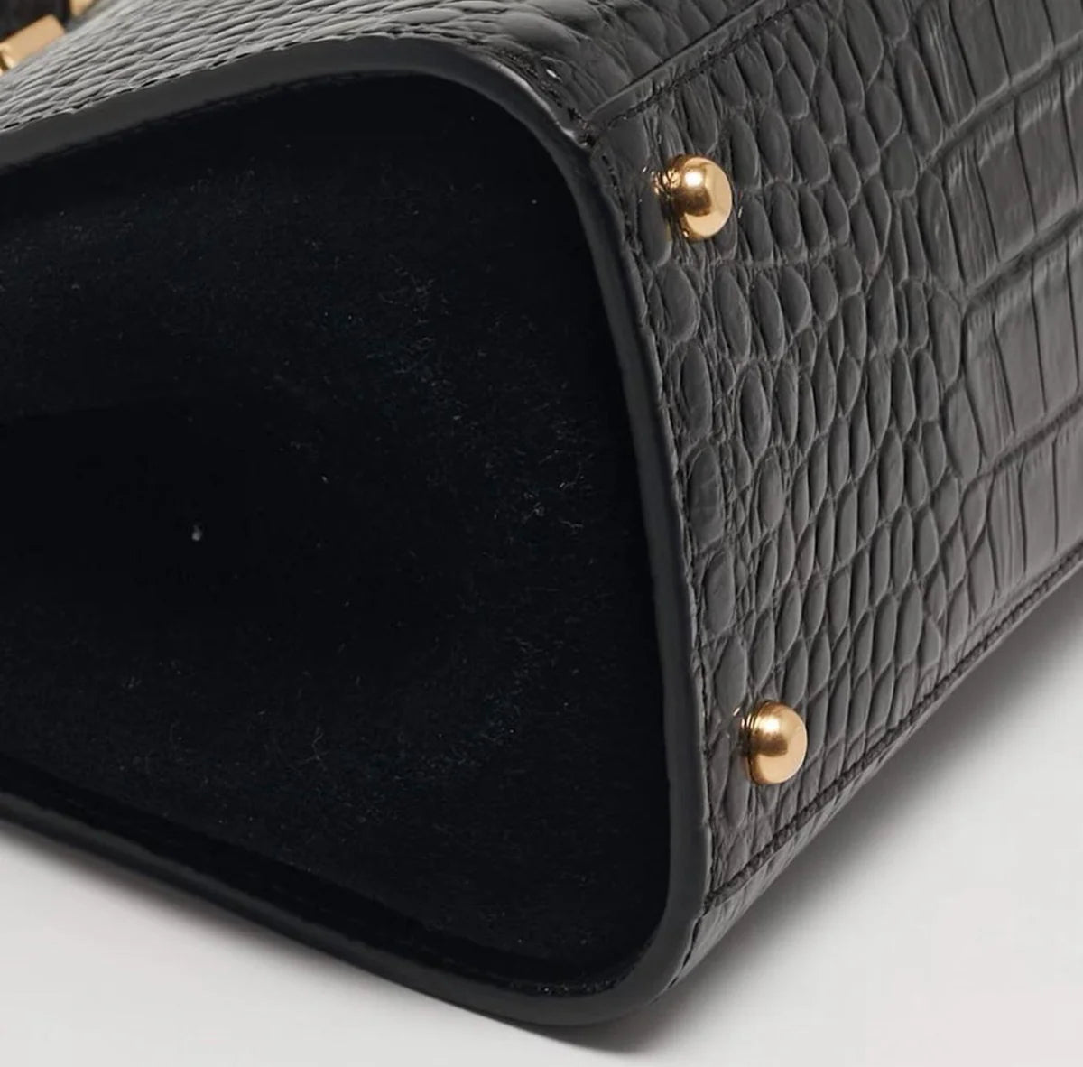Tory Burch Eleanor Black Croc Embossed Leather Top Handle Bag