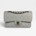 CHANEL SMALL CLASSIC DOUBLE FLAP IN WHITE CAVIAR LEATHER WITH GOLD HARDWARE