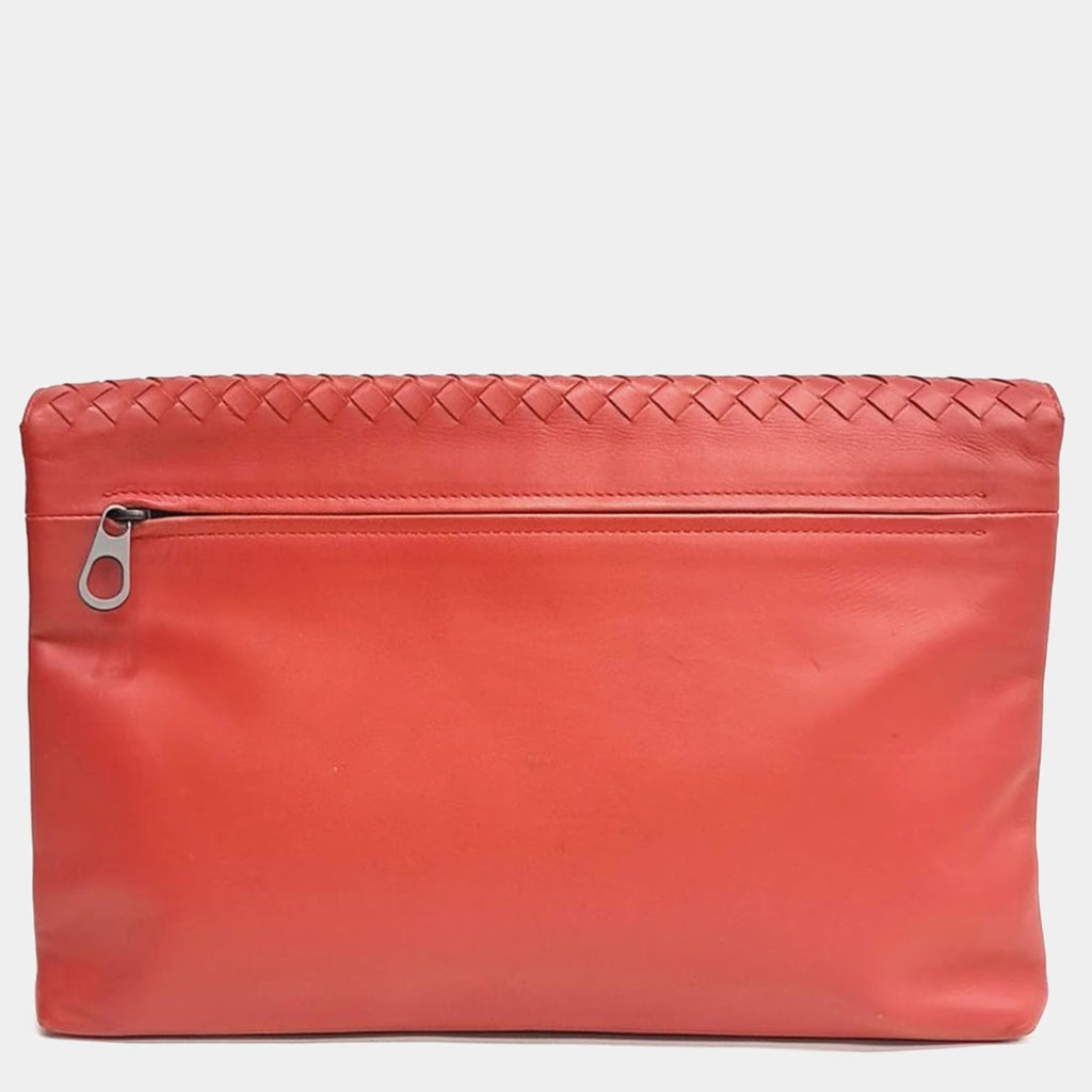 Bottega Veneta Red Leather Mesh Clutch