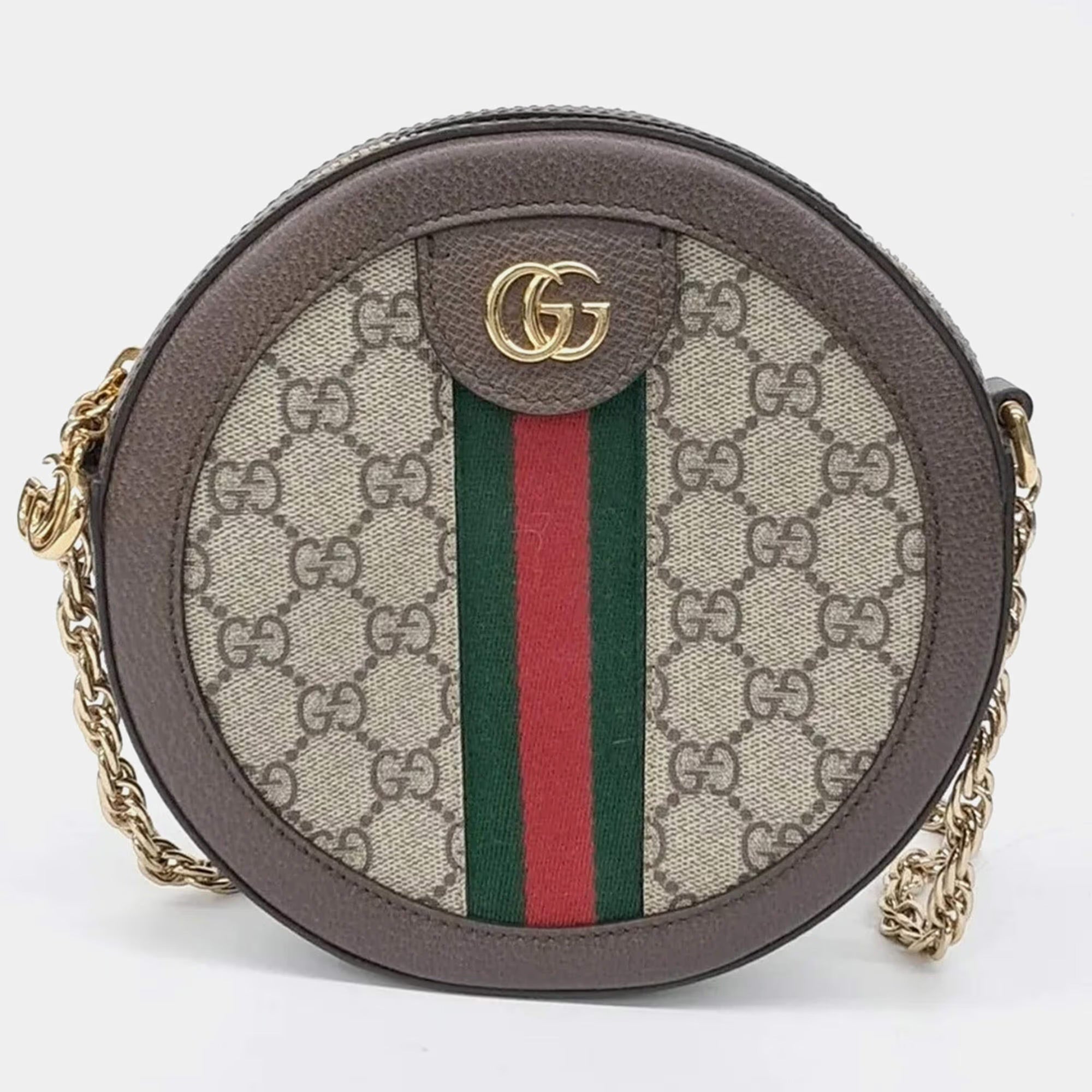 Gucci Multicolor PVC Ophidia Mini GG Round Shoulder Bag