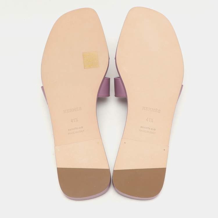 Hermes Bruyère Leather Oran Flat Sandals Size 41.5