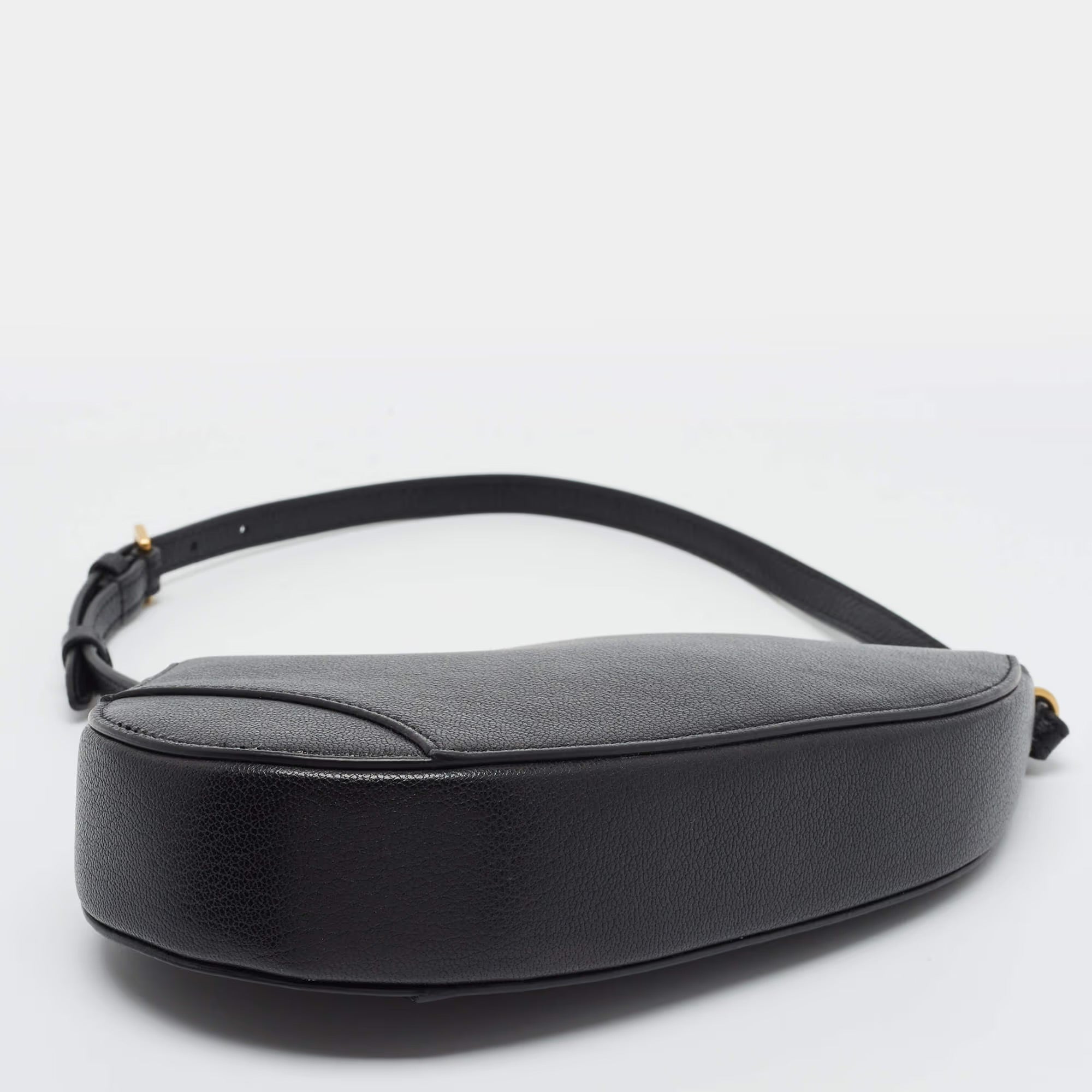 Dior Saddle Rodeo Black Leather Pouch Bag
