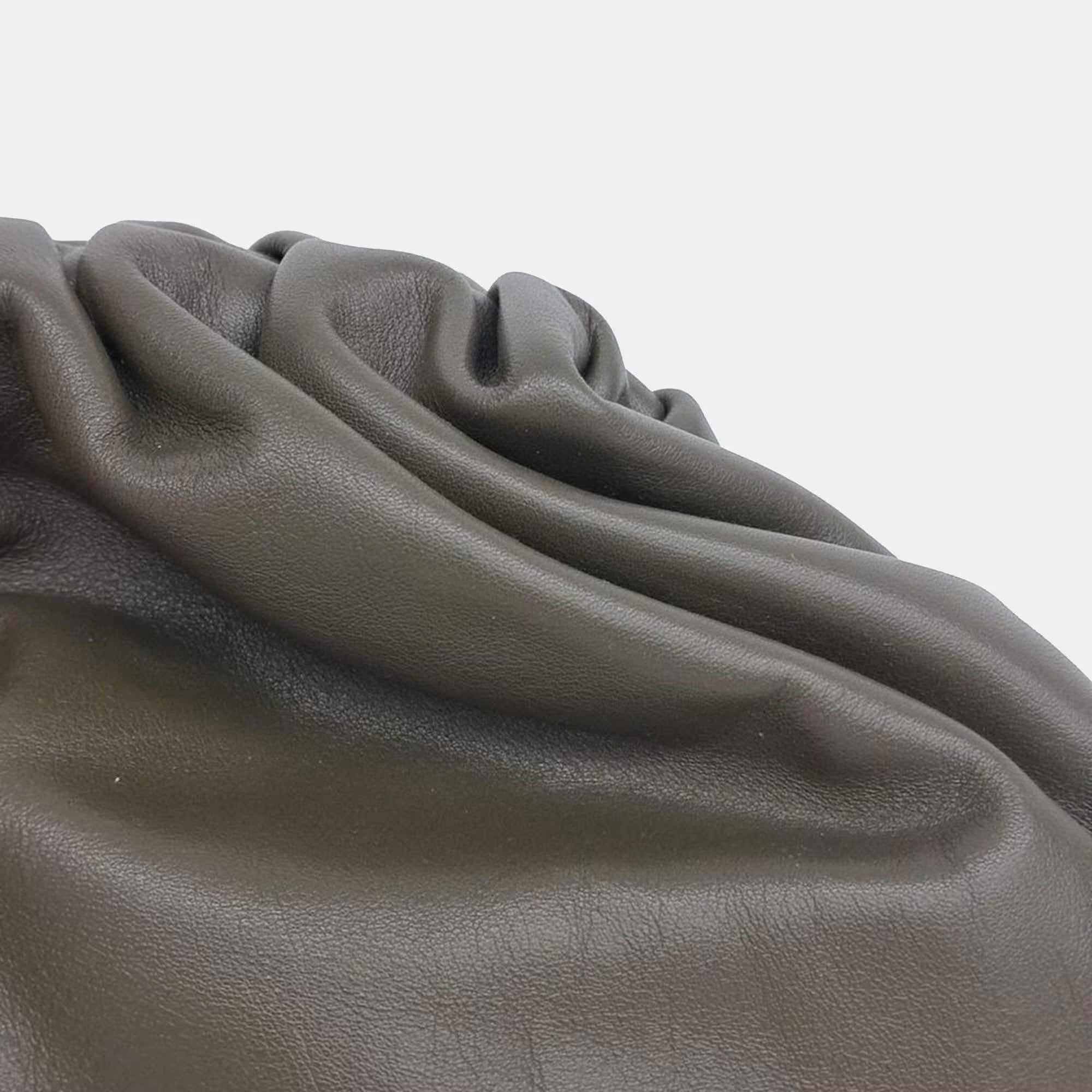 Bottega Veneta The Pouch Large Olive Green Butter Calfskin Leather Clutch Bag