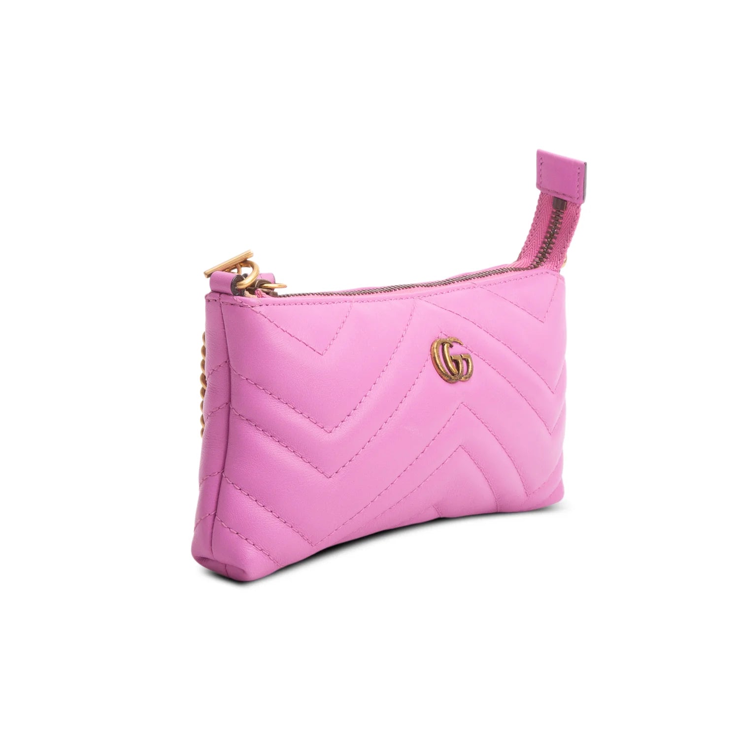Gucci Purple Calfskin Matelasse Mini GG Marmont Chain Bag