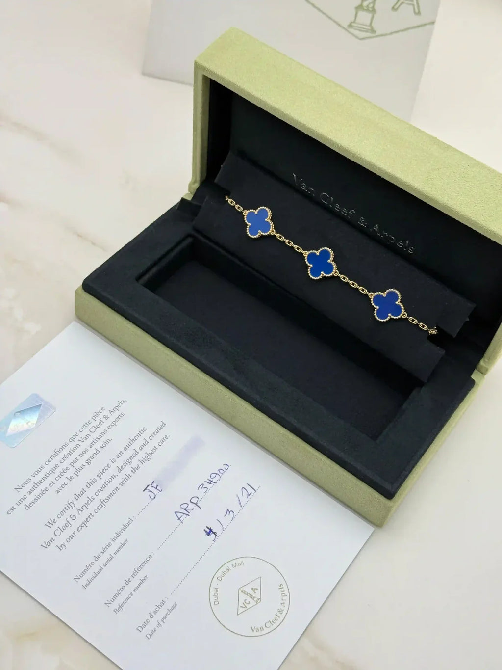 Van Cleef And Arpels Vintage Alhambra Bracelet 5 Motifs Blue Agate