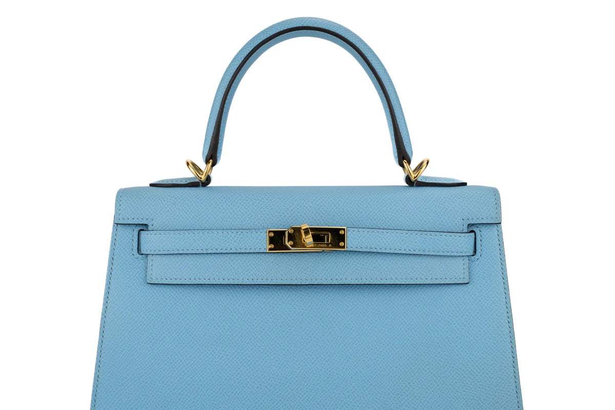 Hermès Kelly 25 Sellier Epsom Celeste GHW