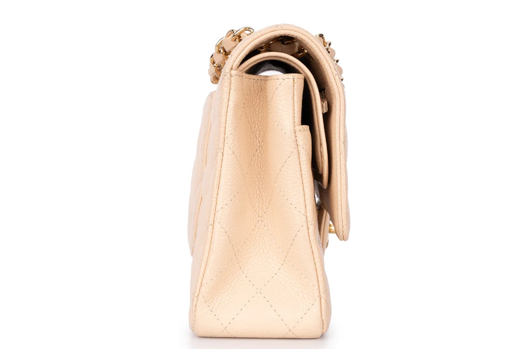 Chanel Med Classic Flap Caviar Beige GHW
