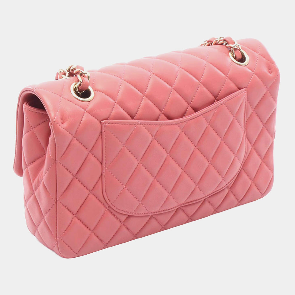 Chanel Pink Medium Classic Lambskin Valentines Heart Charms Single Flap