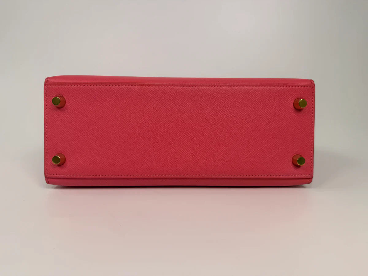 HERMÈS KELLY 25 IN ROSE AZALEA EPSOM LEATHER WITH GOLD HARDWARE