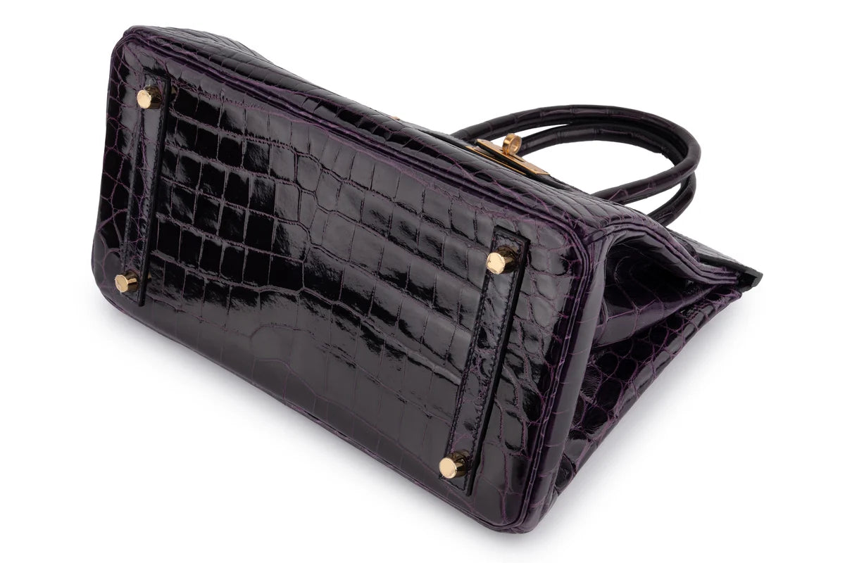 Hermès Birkin 30 Croc Niloticus Lisse Aubergine GHW